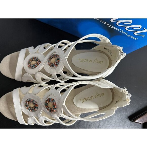 Easy Street Womens Unity Open Toe Casual Platform Sandals White Size 10M - Picture 9 of 16